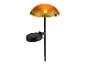 Solar lamp in de vorm van een paddenstoel, amberkleurig.