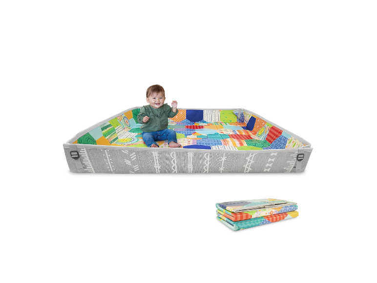 Opvouwbare baby speelmat, kleurrijk patchwork design.