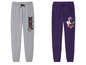 Twee joggingbroeken, één grijs met Mickey Mouse print, één paars met Evil Queen print.