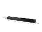 Zwarte soundbar met afmetingen van 800 mm lengte, 63 mm hoogte en 95 mm diepte.