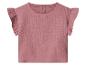 Roze babyblouse met ruchesmouwen en knoopsluiting aan de achterkant