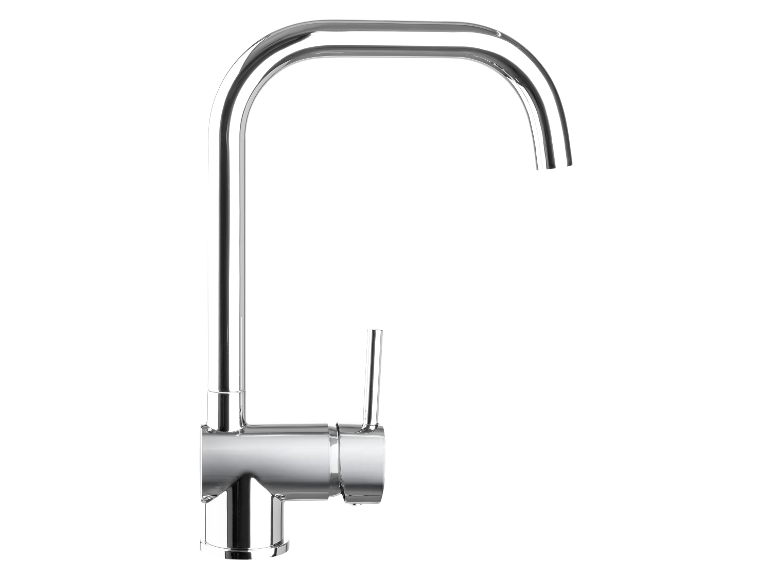 Moderne roestvrijstalen keukenkraan.