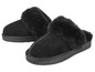 Zwarte wollen pantoffels met bont