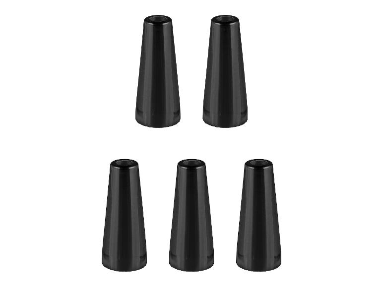 Vijf zwarte kegelvormige slangmondstukken