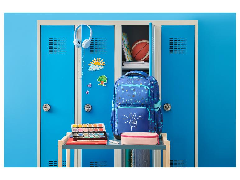 Blauwe CRELANDO® schoolrugzak voor kluisjes met schoolspullen.