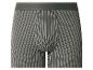 Herenboxershort met witte verticale strepen op een donkergrijze achtergrond.