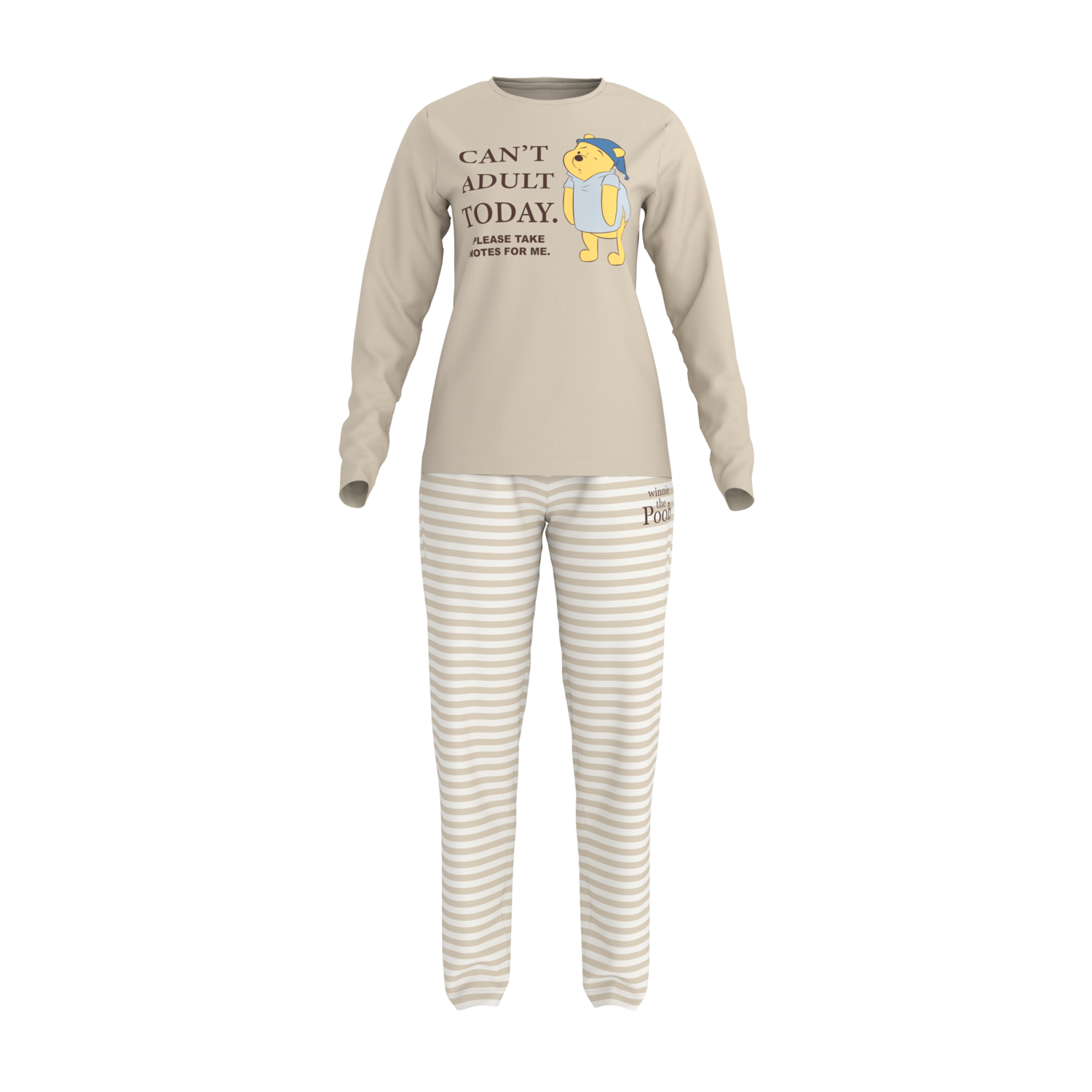 Dames pyjama (Winnie de Poeh/beige, M (40/42))