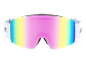 Witte skibril met regenboogkleurige lens