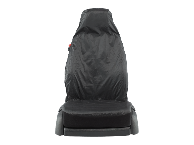 Een zwarte autostoelhoes.