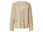 Beige gebreide trui met lange mouwen, achteraanzicht