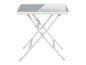 Witte opklaptafel met grijs blad; perfect voor buiten.
