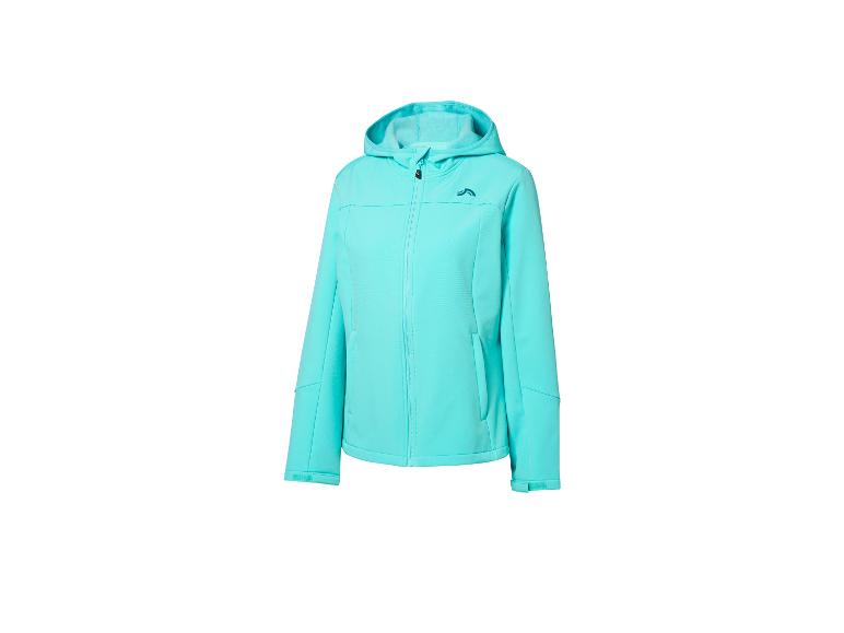 Een turquoise capuchonjack met rits en een klein logo op de borst.