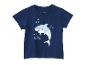 Blauw T-shirt met korte mouwen met haai- en visontwerp.
