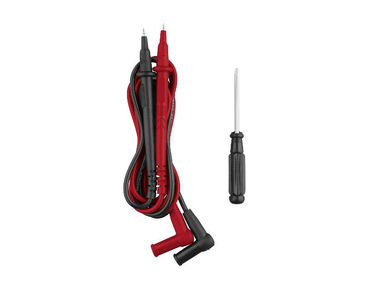 Rode en zwarte meetpunten en een schroevendraaier.