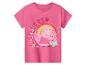 Roze kinder-T-shirt met korte mouwen, met een opdruk van twee varkens en het woord 'SISTERS'.