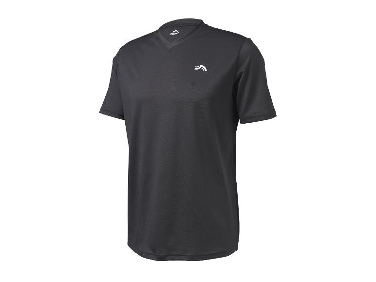 Zwart sport T-shirt met korte mouwen en V-hals.