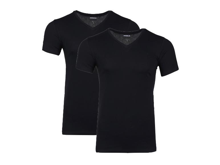 Twee zwarte T-shirts met korte mouwen en V-hals van MEXX.