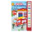 Brandweer geluidenboek met 10 geluiden, met illustraties van brandweerlieden en brandweerwagens.