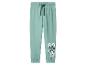 Groene joggingbroek met blauw trekkoord en cartoonfiguurprint