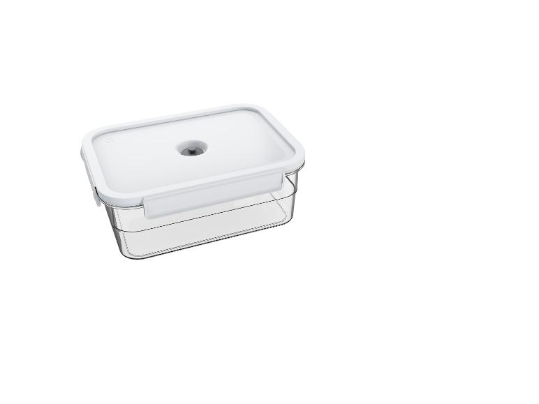 Transparante plastic container met wit deksel en vacuümventiel