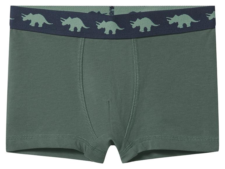 Groene jongensboxershort met triceratops-patroon op de tailleband