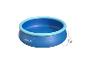 Blauw opblaasbaar rond zwembad met een turquoise bovenring en een filtersysteem.