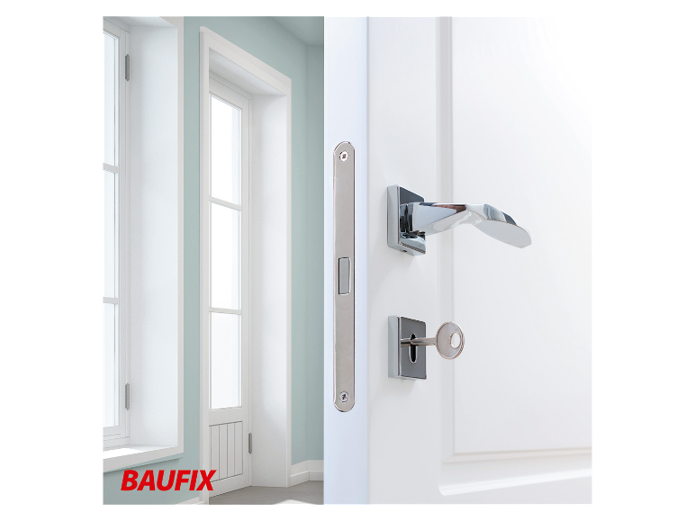 Baufix deurgreep, slot en sleutel voor een moderne binnendeur.