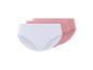 Drie paar damesonderbroeken, één wit en twee roze.