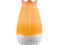 Oranje bloemvormige diffuser met knoppen voor licht, timer en stoom.