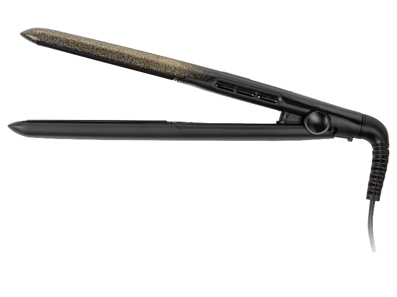 Haarstyler met gouden glitterontwerp.