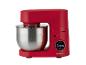Rode SilverCrest keukenmixer met roestvrijstalen kom en digitaal display.