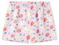 Lichtpaarse shorts met een levendig bloemenpatroon van roze en witte madeliefjes.