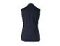 Donkerblauw mouwloos vest met opstaande kraag, achteraanzicht