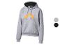 Grijze hoodie met oranje logo en zwarte capuchonvoering