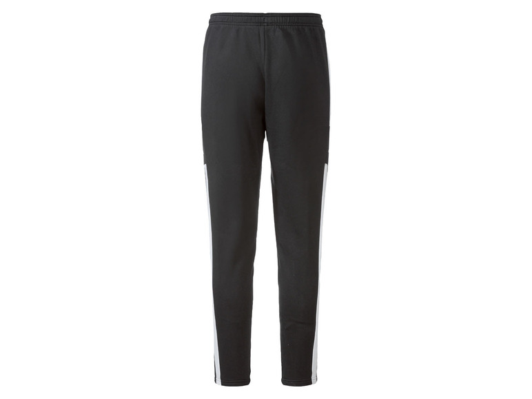 Zwarte trainingsbroek met witte strepen.