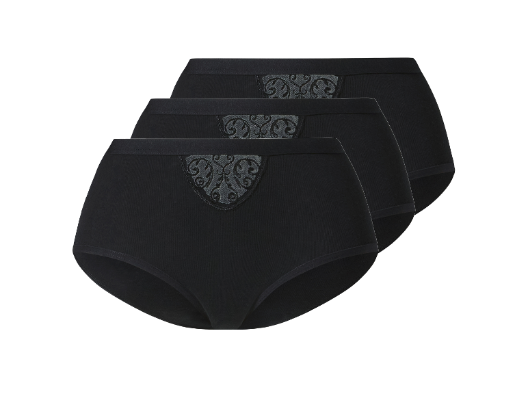 Drie zwarte dames slips met kant details.