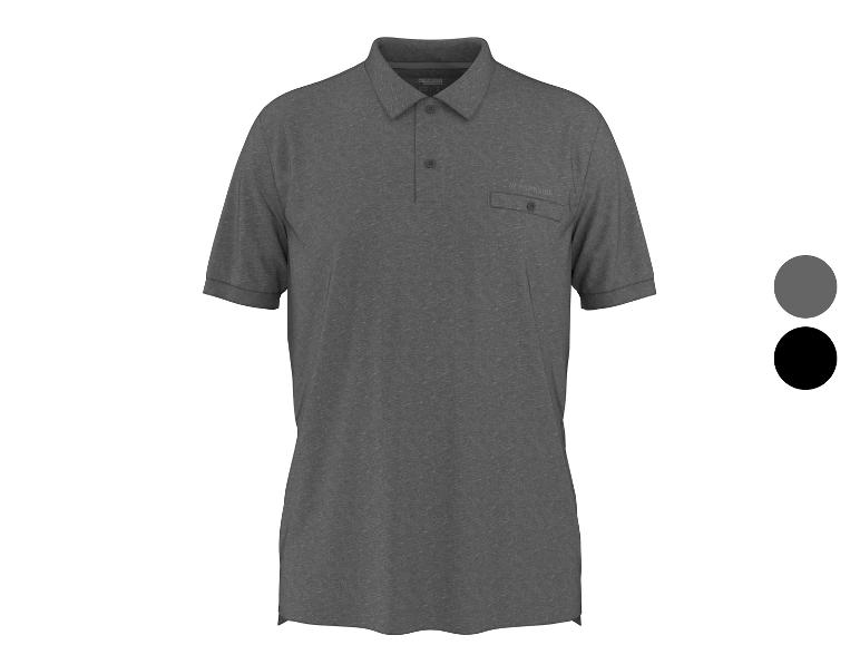 Donkergrijs poloshirt met borstzak en knopen, met grijze en zwarte kleuropties.