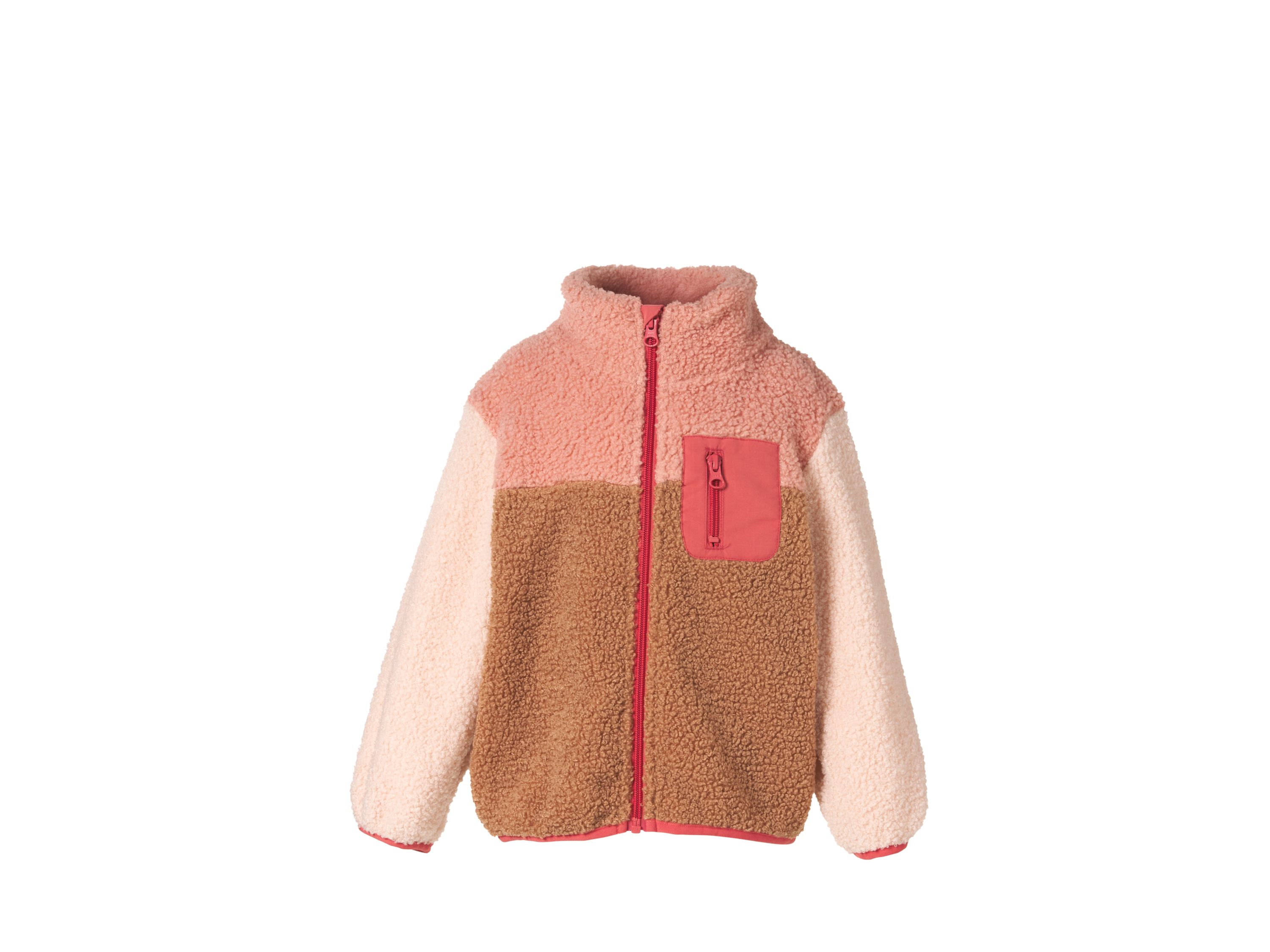 LUPILU Kinder teddy fleecevest (roze/bruin, 98/104)