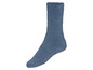 Een blauwe, zachte sok voor dames.