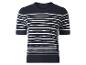 Marineblauwe en wit gestreepte trui met korte mouwen