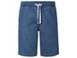 Een paar blauwe denim shorts met een wit koord.