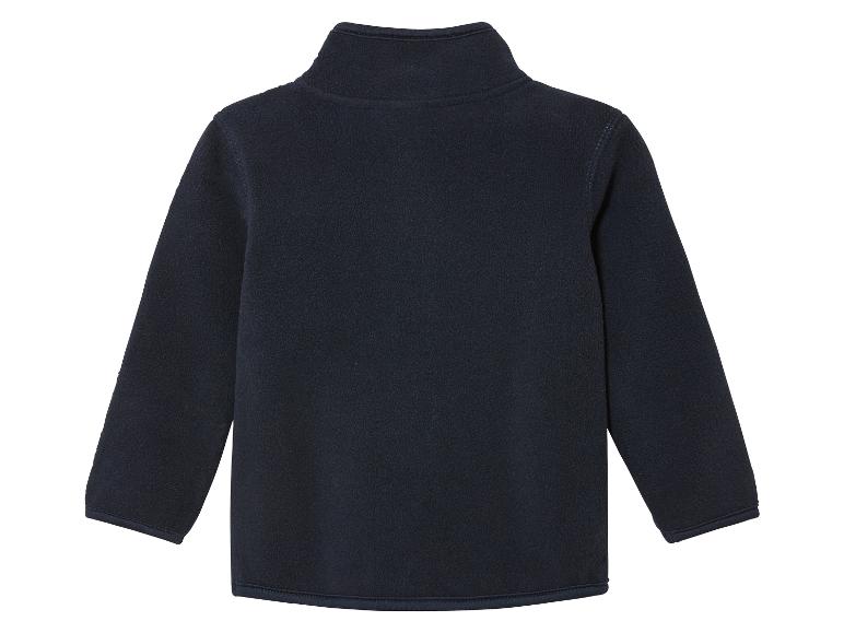 Een donkerblauw fleece jack voor kinderen.
