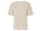Lichtbeige basic T-shirt met korte mouwen, achterkant.