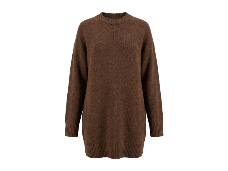Bruine gebreide trui-jurk voor dames in een oversized model