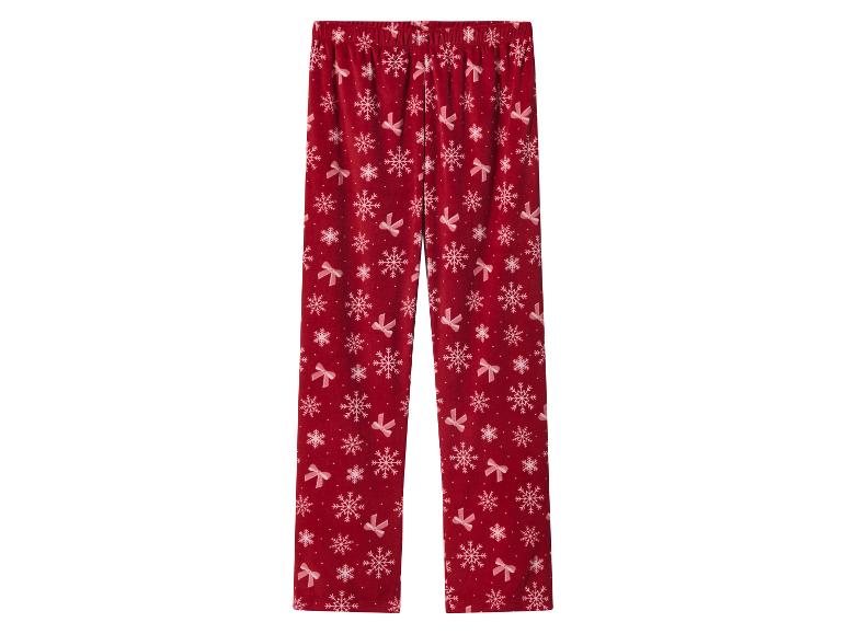 Rode pyjamabroek met sneeuwvlokken- en strikjesprint