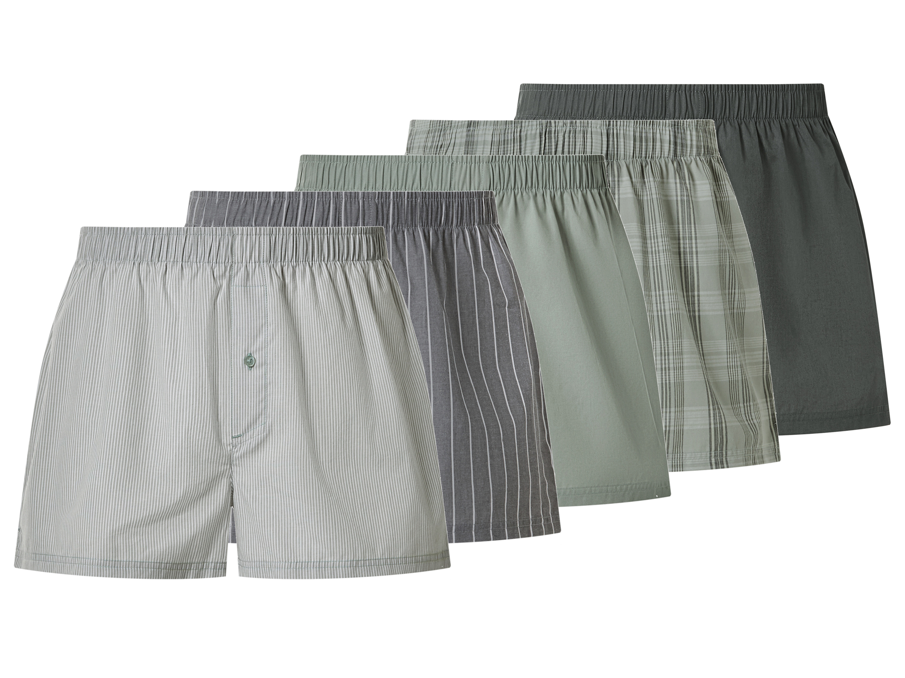 esmara Men Set van 5 heren boxershorts (Grijs/groen, M)