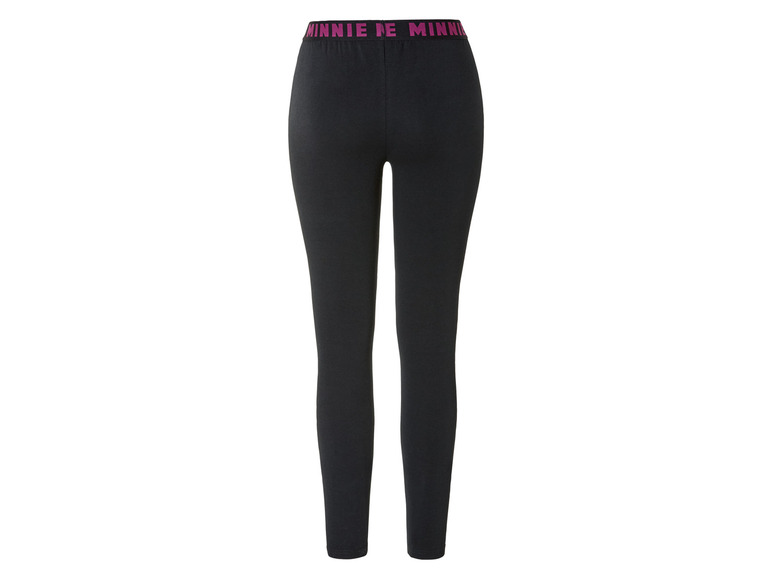 Zwarte leggings met een roze Minnie Mouse-band.