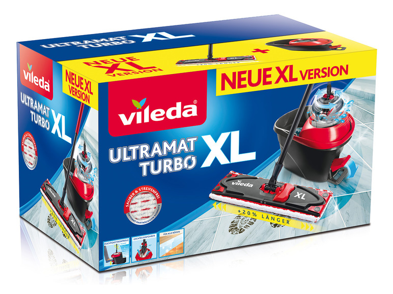 Viledá Ultramat Turbo XL mop met emmer en extra lang dweilpad.