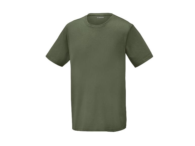 Eenvoudig olijfgroen T-shirt met korte mouwen en ronde hals