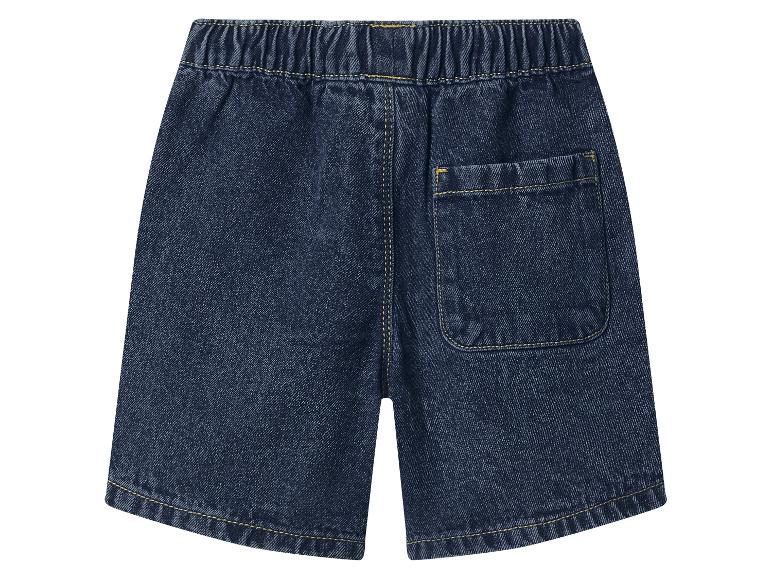 Donkerblauwe denim shorts met elastische tailleband en achterzak.